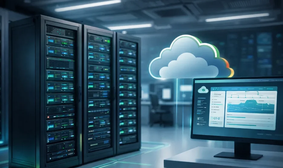 Professional cloud hosting servers and secure website hosting infrastructure